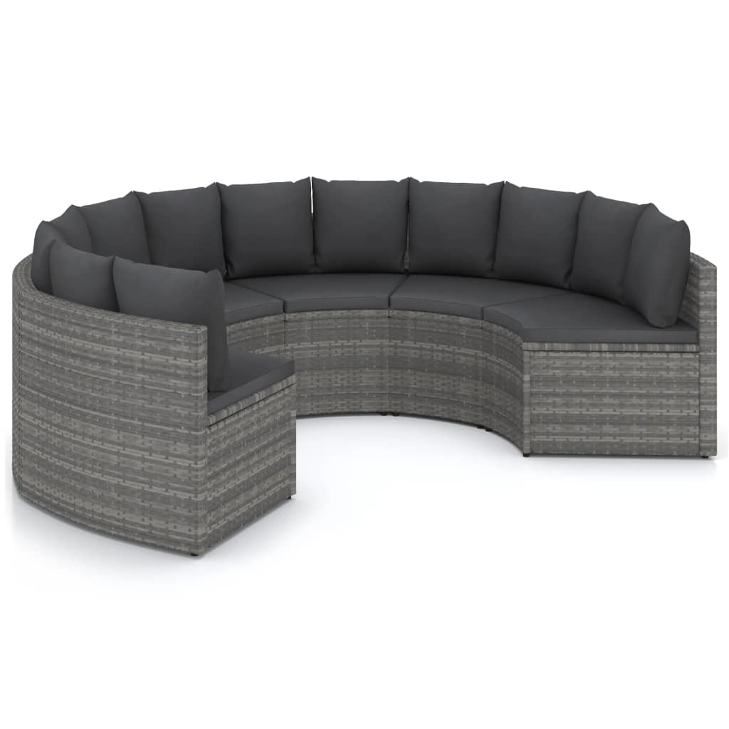 vidaXL 6-delige Loungeset met kussens poly rattan grijs