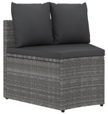 vidaXL 6-delige Loungeset met kussens poly rattan grijs