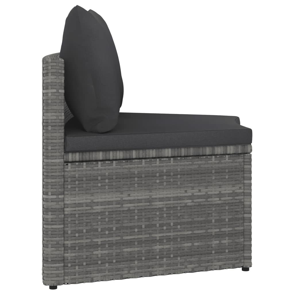 vidaXL 6-delige Loungeset met kussens poly rattan grijs