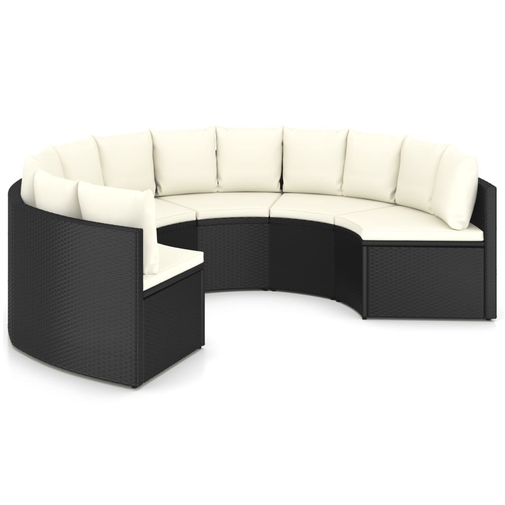 VidaXL 6-delige Loungeset met kussens poly rattan zwart