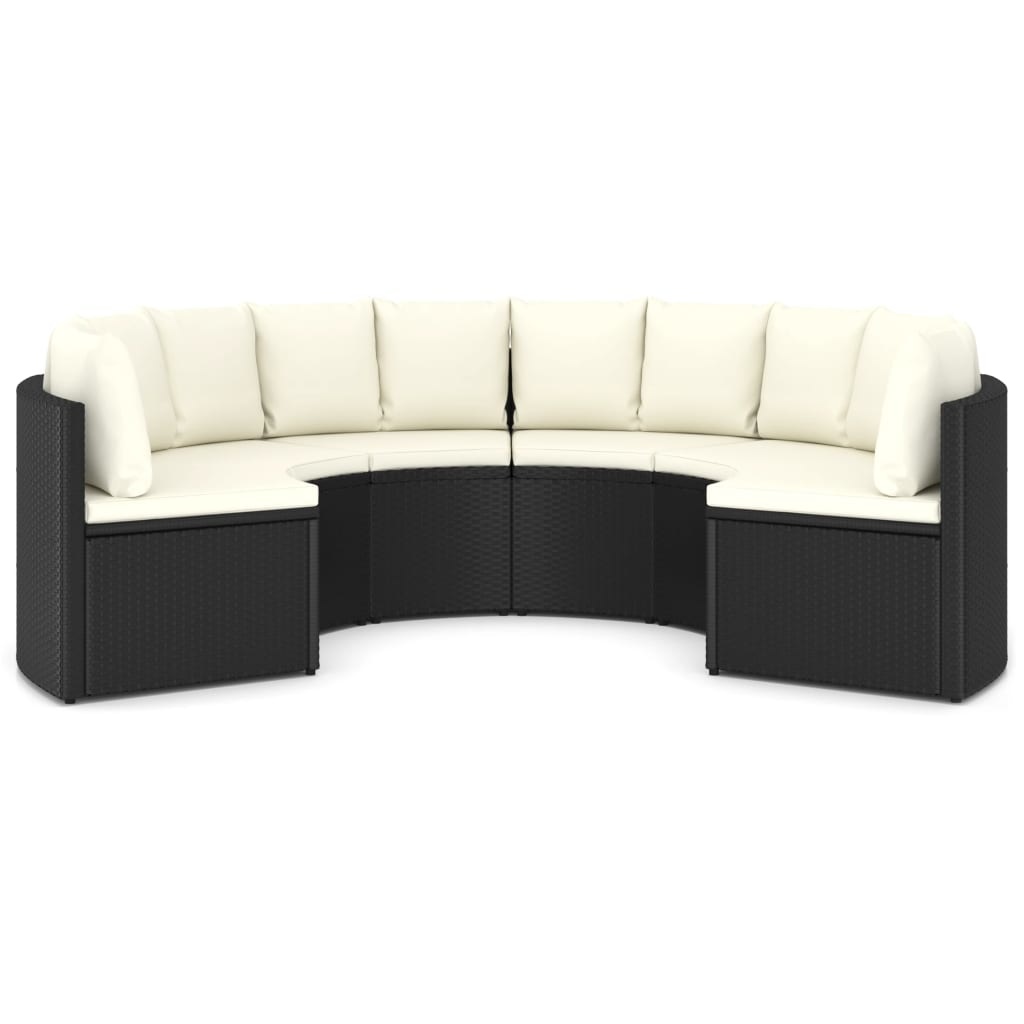 VidaXL 6-delige Loungeset met kussens poly rattan zwart
