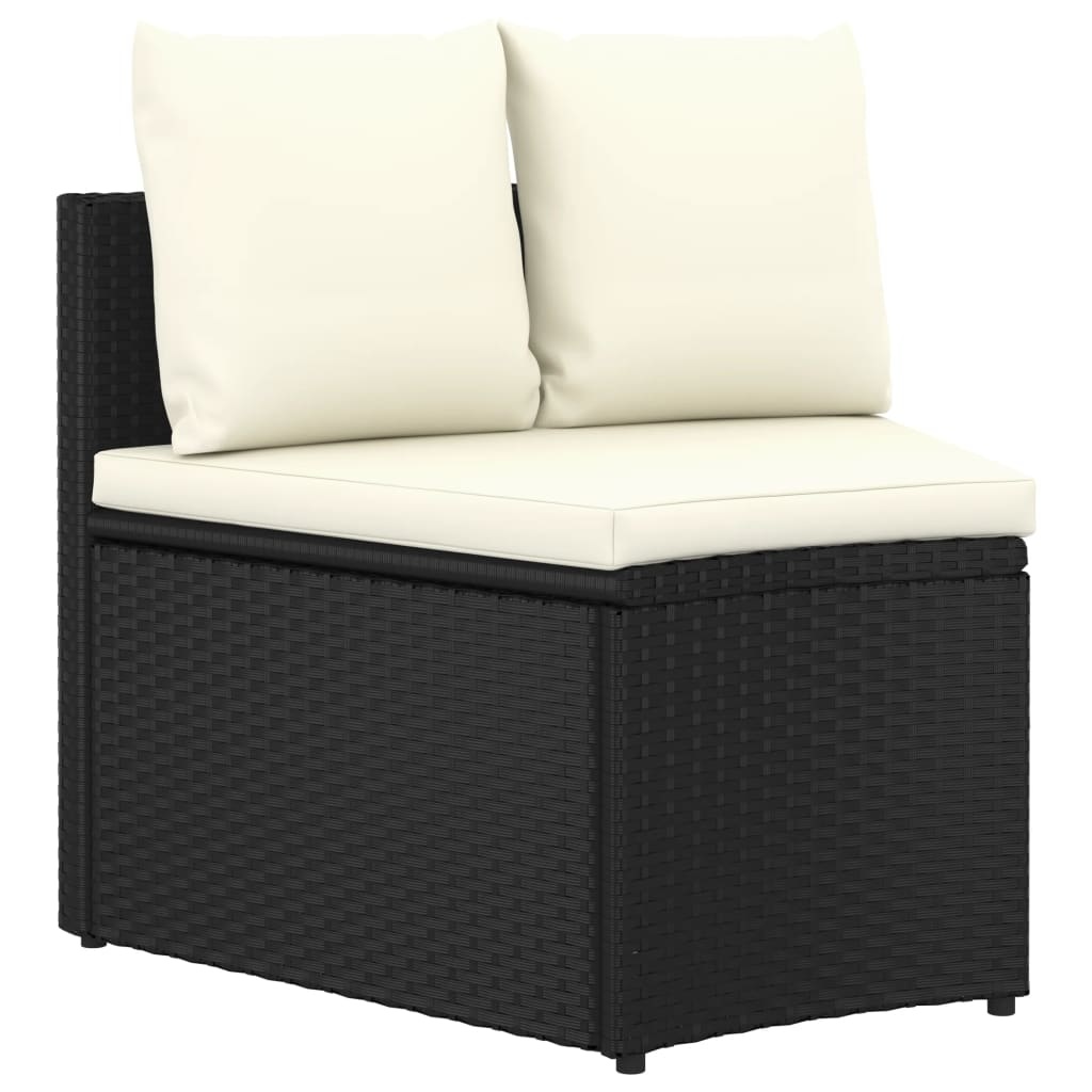 VidaXL 6-delige Loungeset met kussens poly rattan zwart