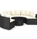 VidaXL 7-delige Loungeset met kussens poly rattan zwart