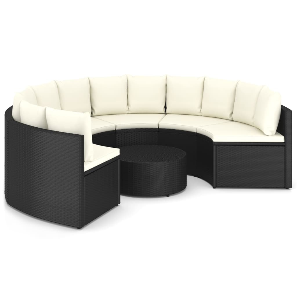 VidaXL 7-delige Loungeset met kussens poly rattan zwart