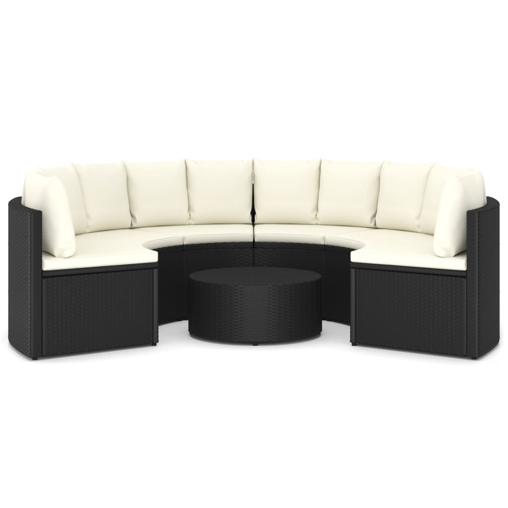 VidaXL 7-delige Loungeset met kussens poly rattan zwart