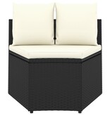 vidaXL 7-delige Loungeset met kussens poly rattan zwart