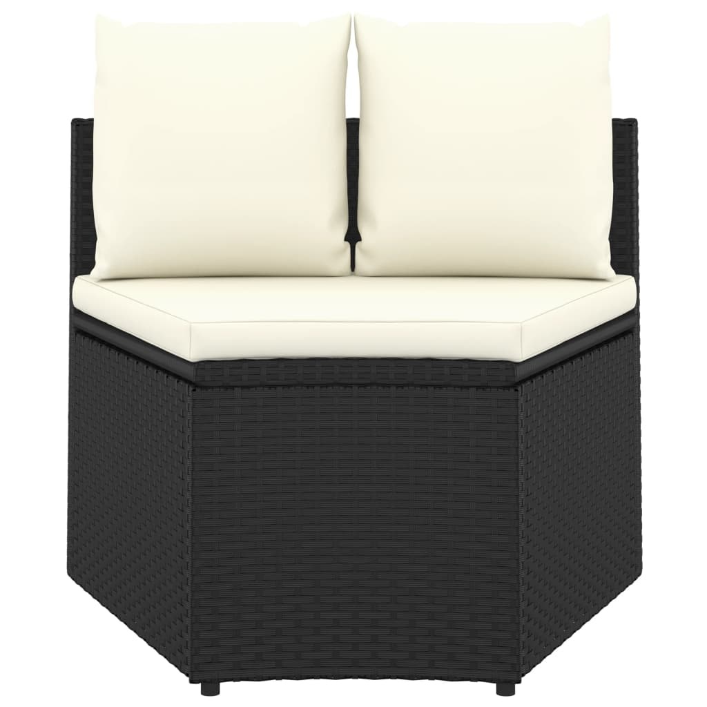 vidaXL 7-delige Loungeset met kussens poly rattan zwart