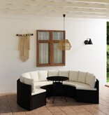 VidaXL 7-delige Loungeset met kussens poly rattan zwart