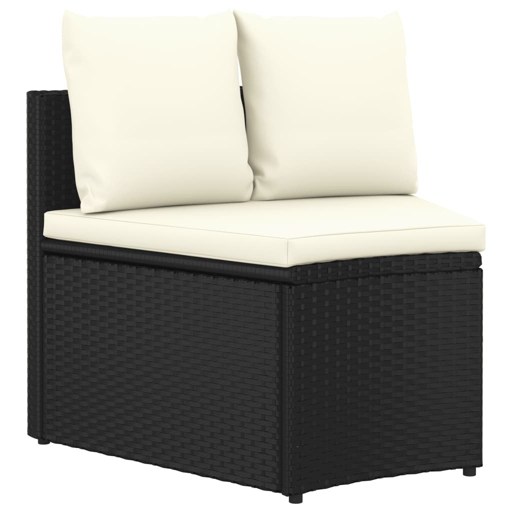 VidaXL 7-delige Loungeset met kussens poly rattan zwart