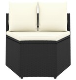 VidaXL 7-delige Loungeset met kussens poly rattan zwart
