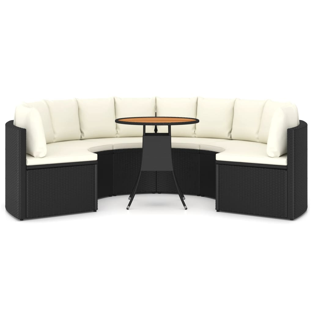 VidaXL 7-delige Loungeset met kussens poly rattan zwart