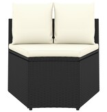 VidaXL 7-delige Loungeset met kussens poly rattan zwart