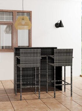 VidaXL 3-delige Tuinbarset grijs