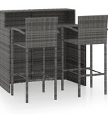 VidaXL 3-delige Tuinbarset grijs