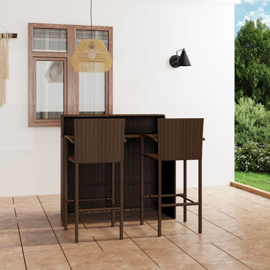 VidaXL 3-delige Tuinbarset bruin