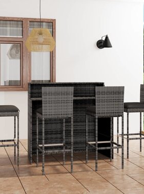 VidaXL 5-delige Tuinbarset met kussens grijs