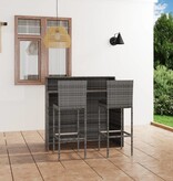VidaXL 3-delige Tuinbarset met kussens grijs
