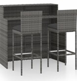 VidaXL 3-delige Tuinbarset met kussens grijs