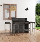 VidaXL 5-delige Tuinbarset met kussens grijs