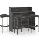 VidaXL 4-delige Tuinbarset met kussens grijs