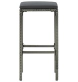 VidaXL 3-delige Tuinbarset met kussens grijs