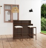 VidaXL 3-delige Tuinbarset met kussens bruin
