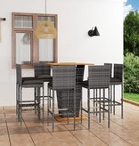VidaXL 9-delige Tuinbarset met kussens poly rattan grijs