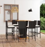 VidaXL 9-delige Tuinbarset met kussens poly rattan zwart
