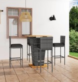 VidaXL 5-delige Tuinbarset met kussens poly rattan grijs