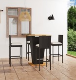 VidaXL 5-delige Tuinbarset met kussens poly rattan zwart