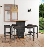 VidaXL 9-delige Tuinbarset met kussens poly rattan grijs