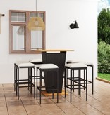 VidaXL 9-delige Tuinbarset met kussens poly rattan zwart