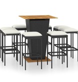 VidaXL 9-delige Tuinbarset met kussens poly rattan zwart