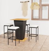 VidaXL 5-delige Tuinbarset met kussens poly rattan zwart