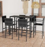 VidaXL 7-delige Tuinbarset poly rattan grijs