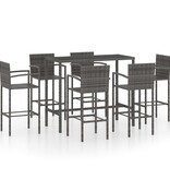 VidaXL 7-delige Tuinbarset poly rattan grijs