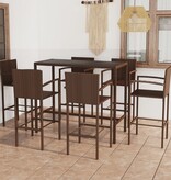 VidaXL 7-delige Tuinbarset poly rattan bruin