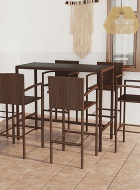 VidaXL 7-delige Tuinbarset poly rattan bruin
