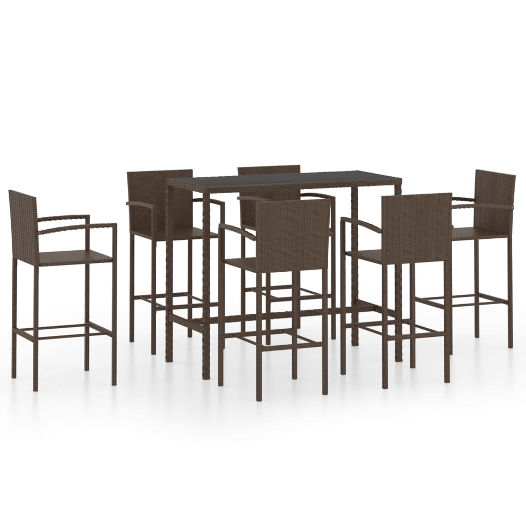 VidaXL 7-delige Tuinbarset poly rattan bruin