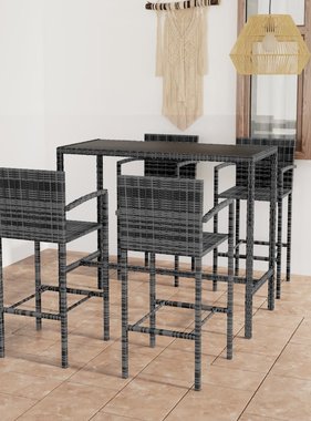 VidaXL 5-delige Tuinbarset poly rattan grijs
