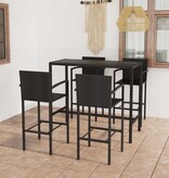 VidaXL 5-delige Tuinbarset poly rattan zwart