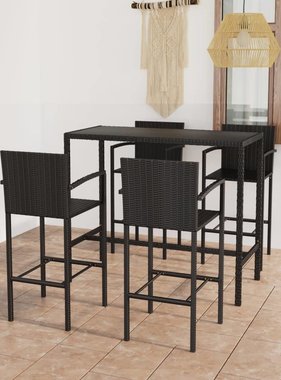 VidaXL 5-delige Tuinbarset poly rattan zwart