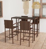 VidaXL 5-delige Tuinbarset poly rattan bruin