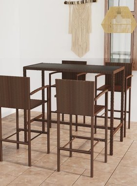 VidaXL 5-delige Tuinbarset poly rattan bruin