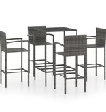 VidaXL 5-delige Tuinbarset poly rattan grijs