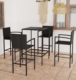 VidaXL 5-delige Tuinbarset poly rattan zwart