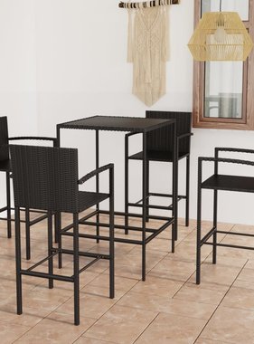VidaXL 5-delige Tuinbarset poly rattan zwart