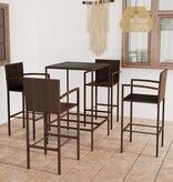 VidaXL 5-delige Tuinbarset poly rattan bruin