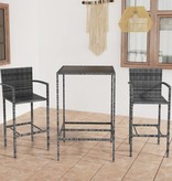 VidaXL 3-delige Tuinbarset poly rattan grijs