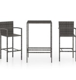 VidaXL 3-delige Tuinbarset poly rattan grijs